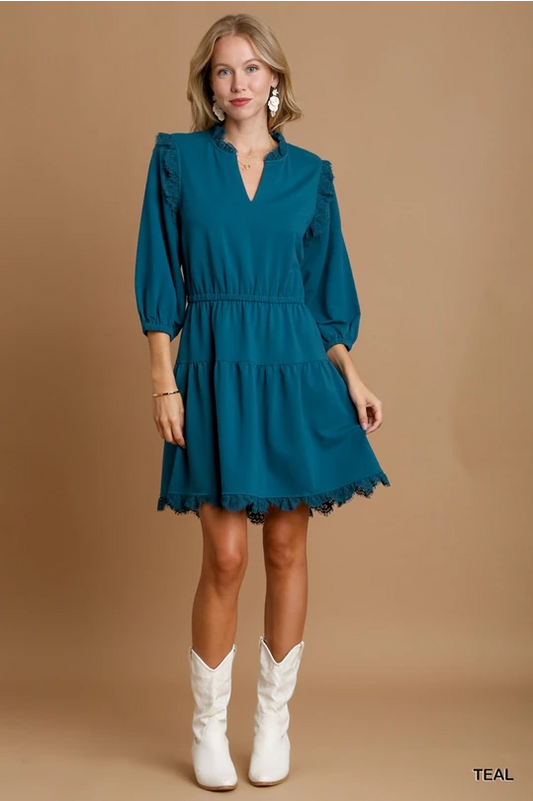 PERFECT RETREAT TEAL DRESS