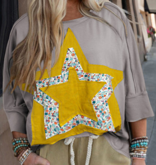 CURVY ALL THE STARS PATCHWORK TOP