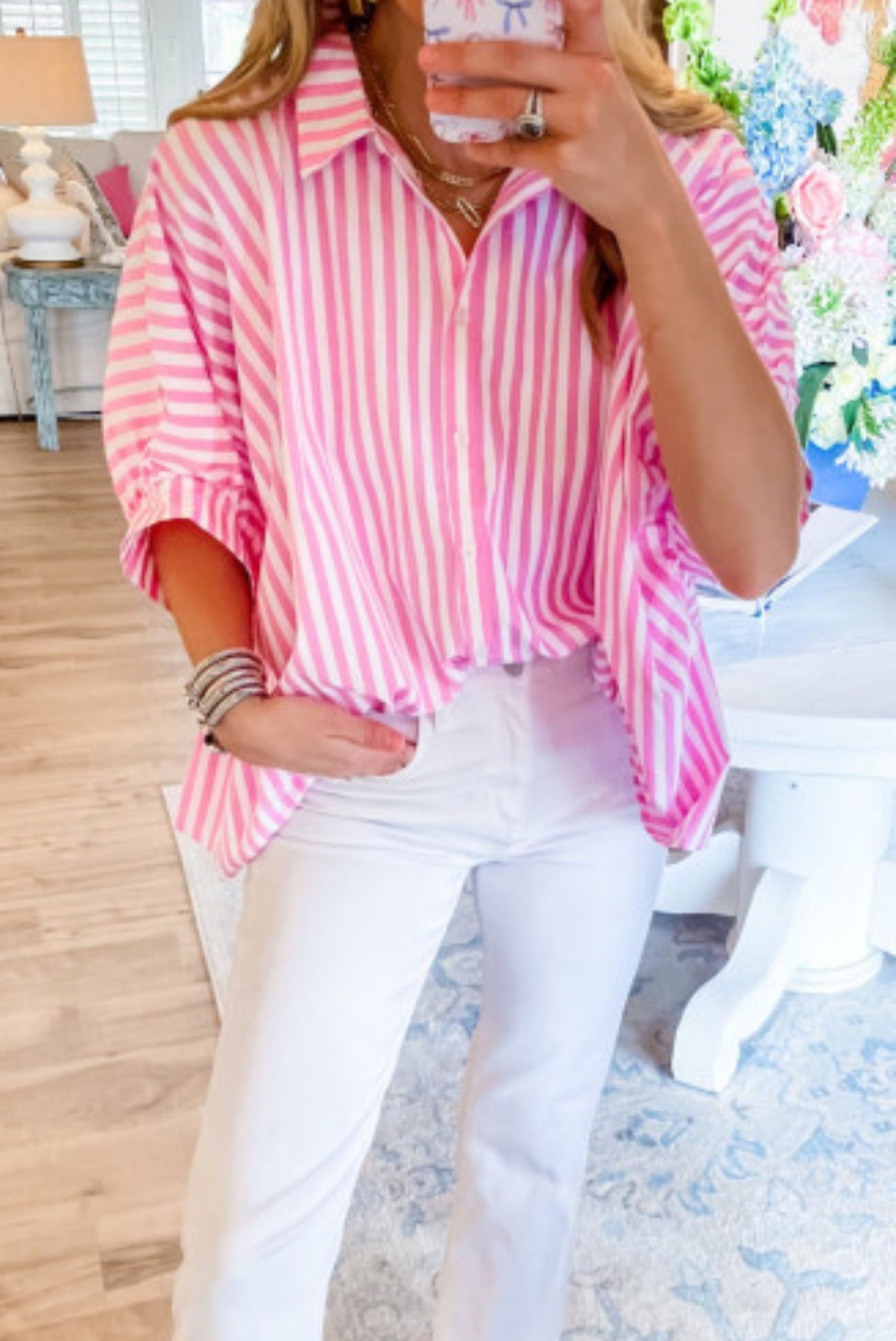 THE ONE FOR ME PINK STRIPE TOP