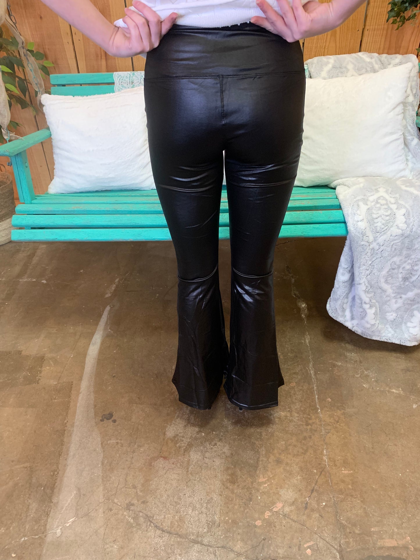 MIRIAM FAUX LEATHER FLARES