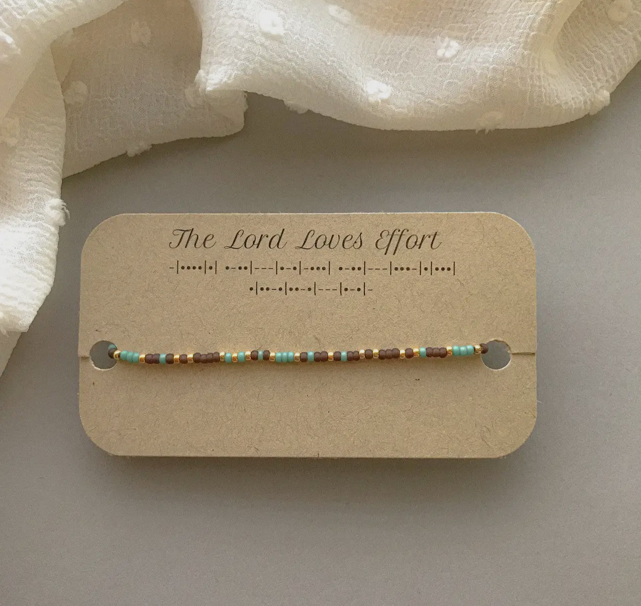 THE LORD LOVES EFFORT MORSE CODE BRACELET