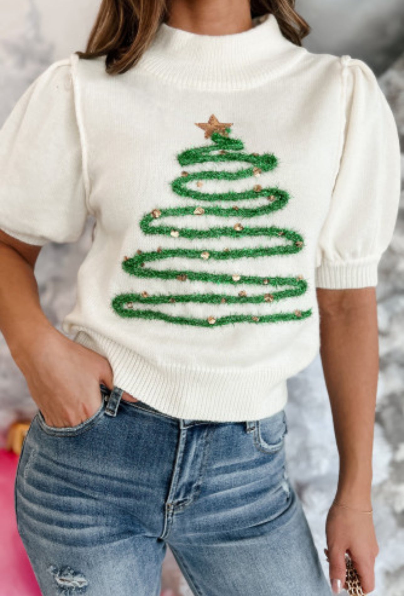 ADD A LITTLE TINSEL TREE SWEATER